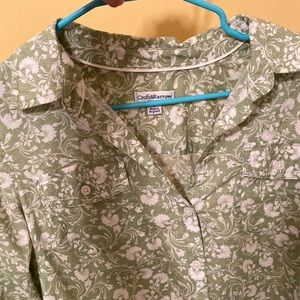Button down with green floral print